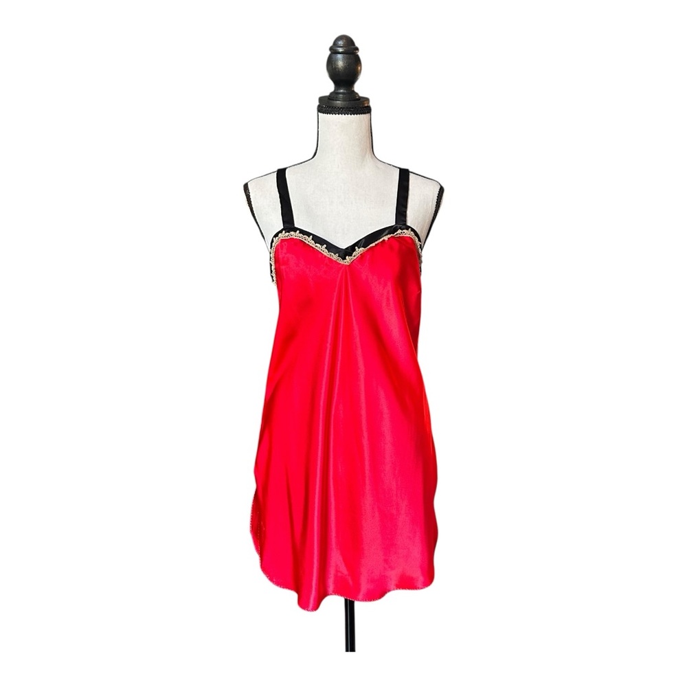 California Dynasty Red Satin Slip Dress Small